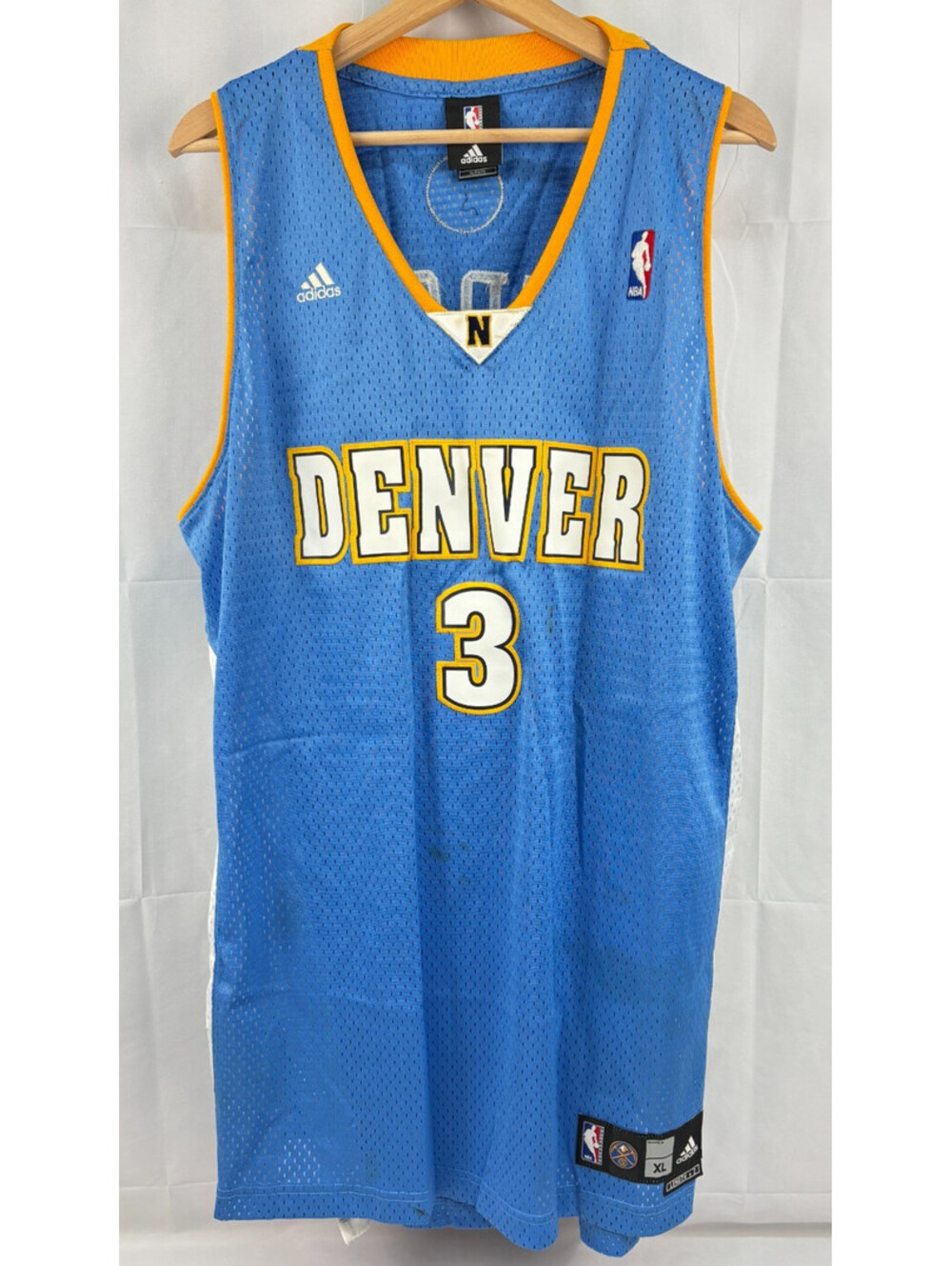Adidas NBA Denver Nuggets Men's XL Blue Basketball Allen Iverson #3 Jersey